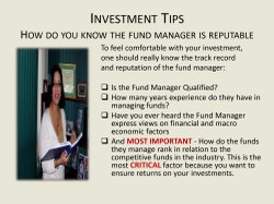 Investment tips