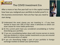 Fitz Ritson and Associates COVID 19 Investment Tips